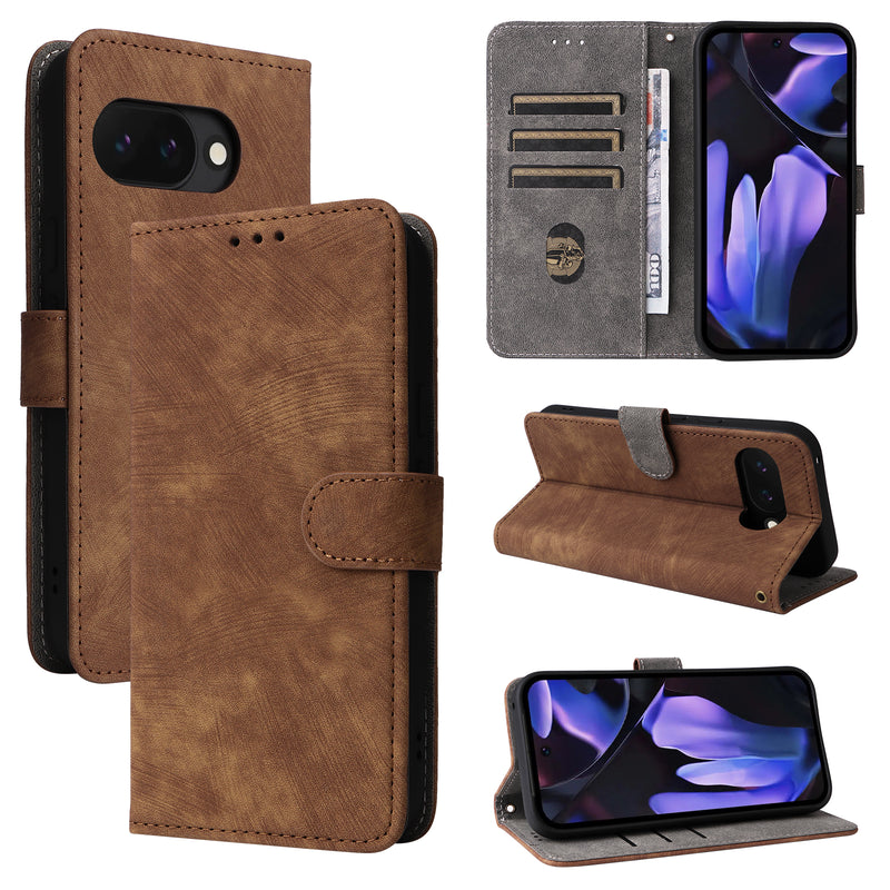 Flip Cover for Google Pixel 9a PU Leather Phone Case RFID Blocking With Hand Strap