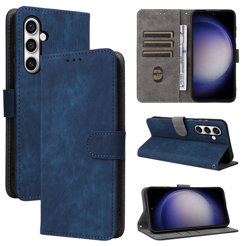 Flip Cover for Samsung Galaxy S24 FE PU Leather Phone Case [RFID Blocking] With Hand Strap
