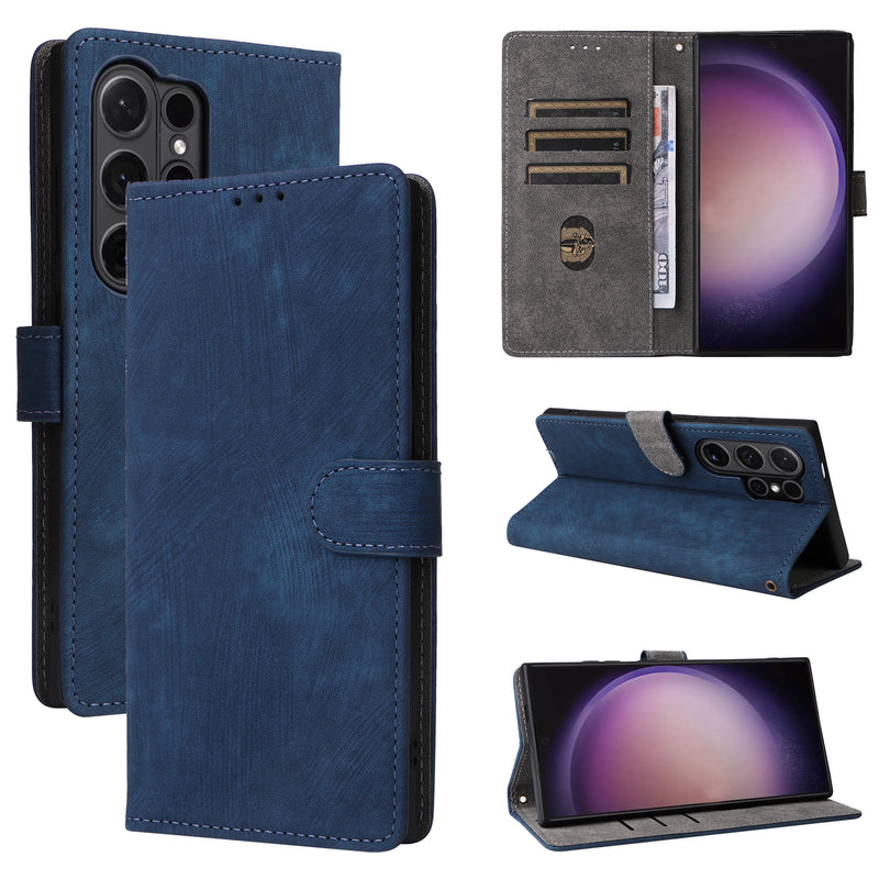 Flip Cover for Samsung Galaxy S24 Ultra PU Leather Phone Case [RFID Blocking] With Hand Strap