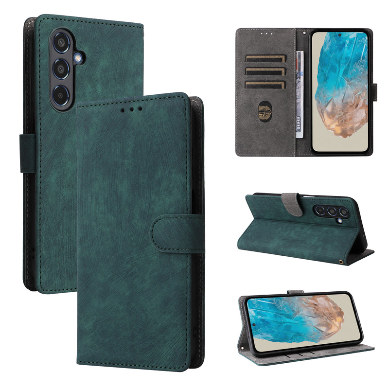 Flip Cover for Samsung Galaxy M35 PU Leather Phone Case [RFID Blocking] With Hand Strap