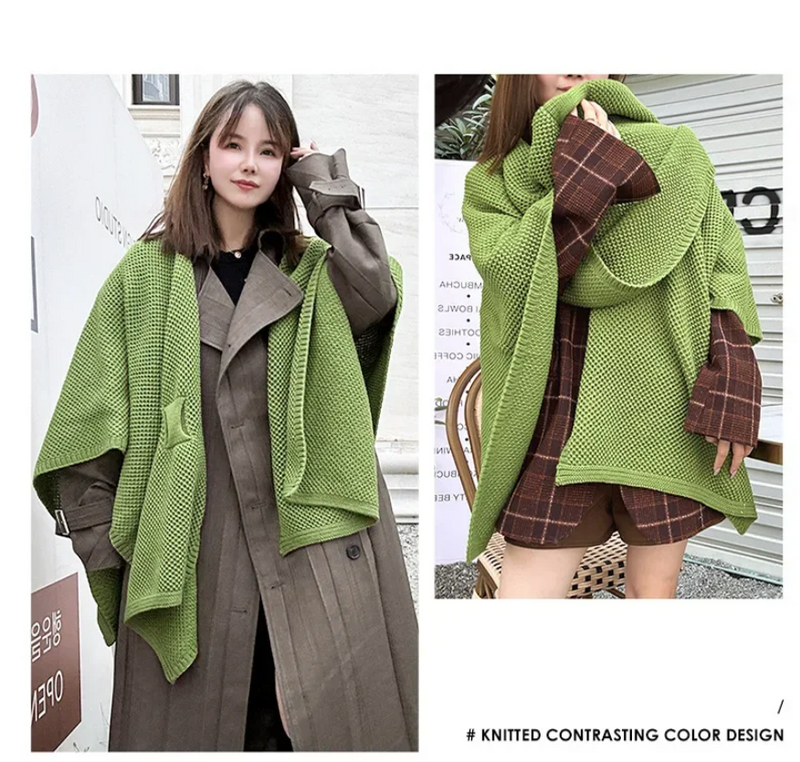 Vintage Cloak Sweater Autumn Winter New Comfortable Casual Loose Knitwear Cloak Outerwear