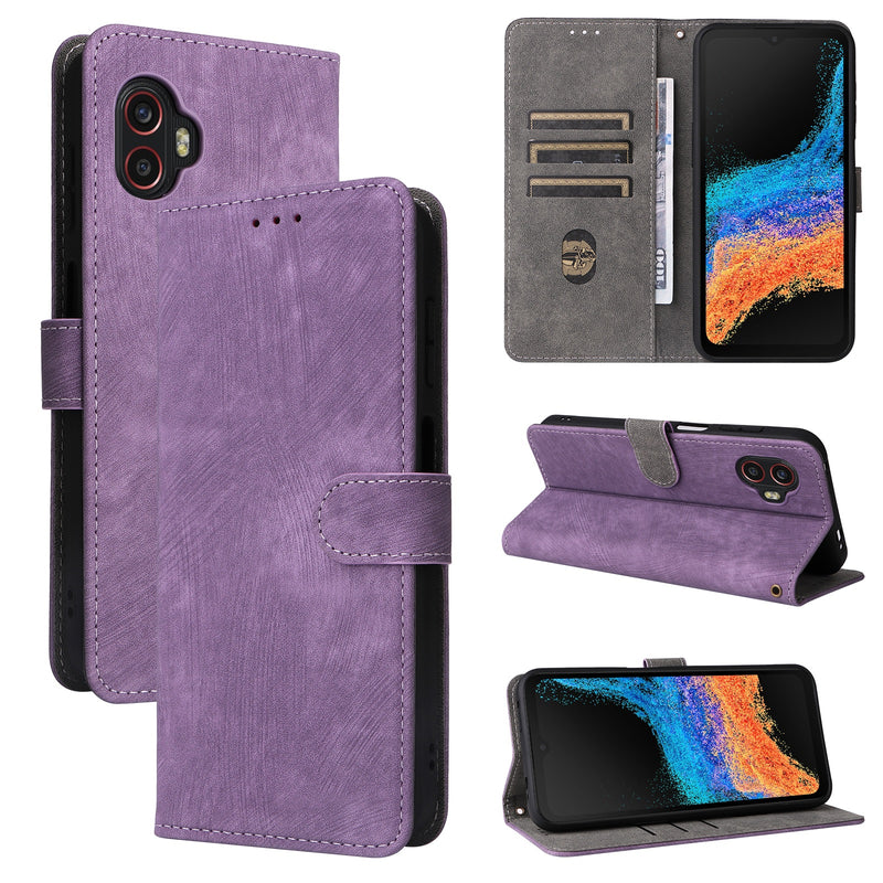 Flip Cover for Samsung Galaxy XCover6 Pro PU Leather Phone Case [RFID Blocking] With Hand Strap