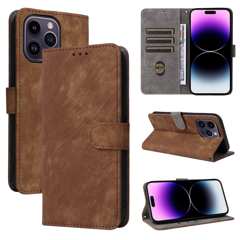Flip Cover for iPhone 15 Pro PU Leather Phone Case [RFID Blocking] With Hand Strap