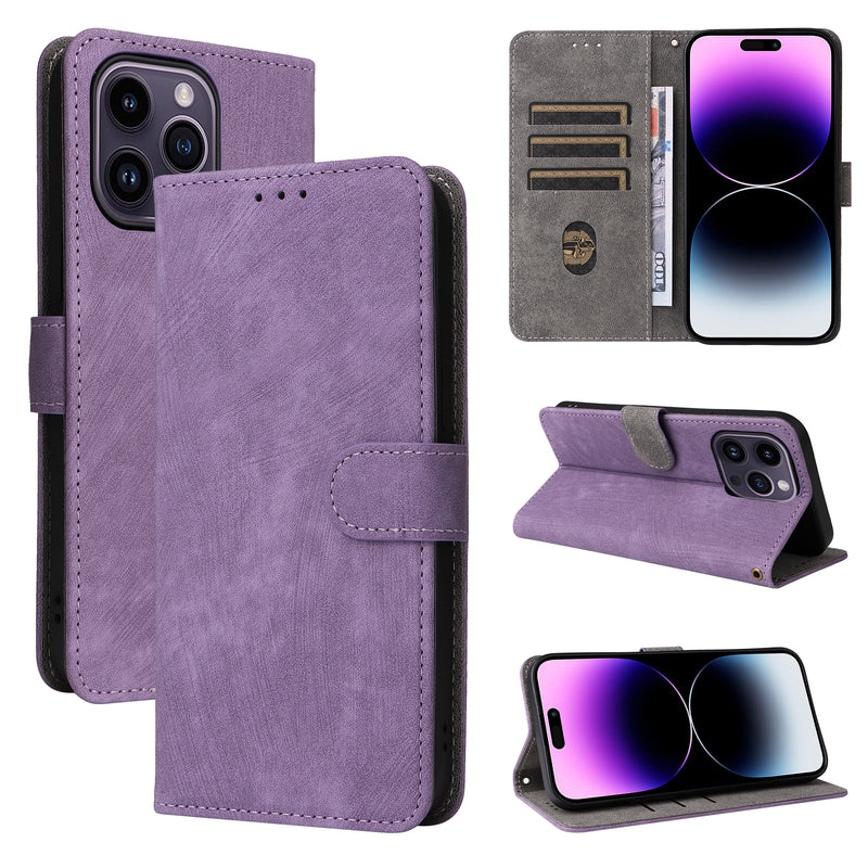 Flip Cover for iPhone 15 Pro PU Leather Phone Case [RFID Blocking] With Hand Strap