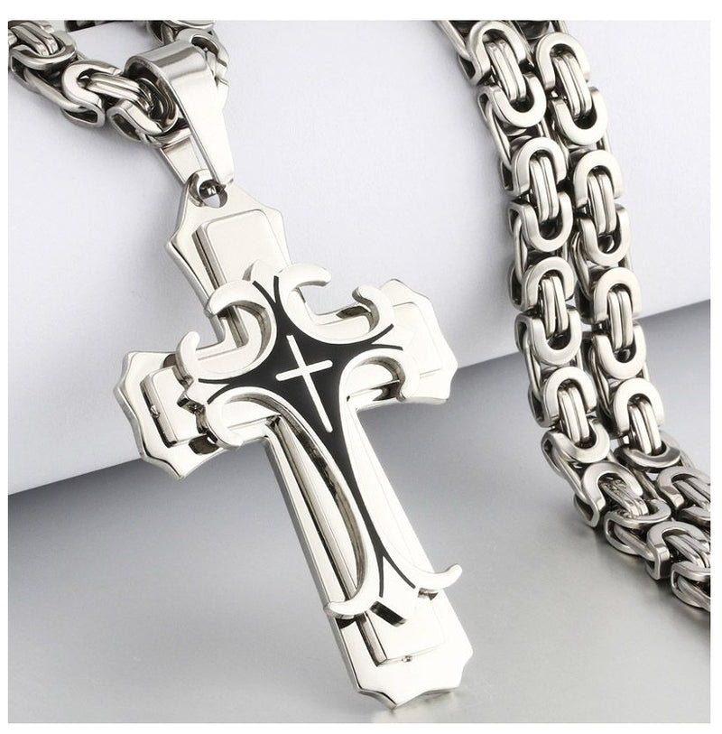 Cross Necklace Multi-layers Stainless Steel Cross Pendants Necklaces