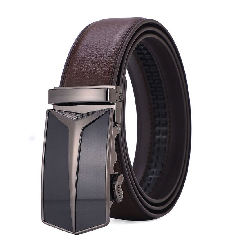 Metal Alloy Automatic Buckle Belt Men's Genuine Leather Waistband Fashion