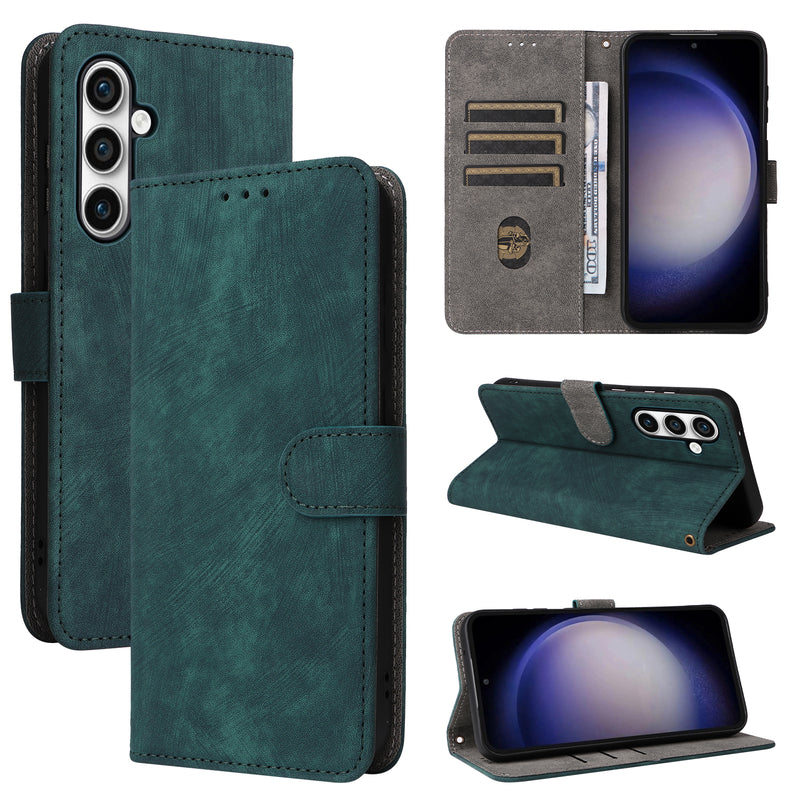 Flip Cover for Samsung Galaxy S24 FE PU Leather Phone Case [RFID Blocking] With Hand Strap
