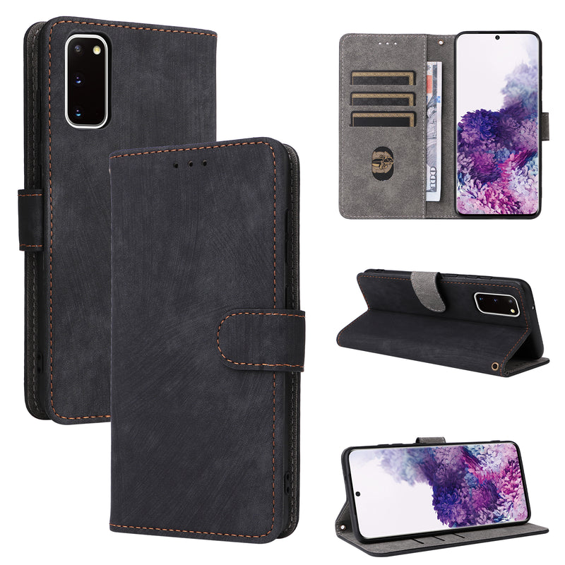 Flip Cover for Samsung Galaxy S20/S20 Plus/S20 FE PU Leather Phone Case [RFID Blocking] With Hand Strap