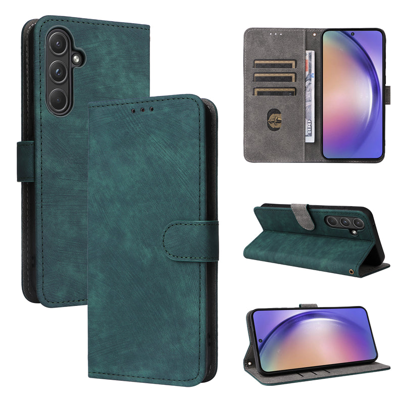 Flip Cover for Samsung Galaxy A55 PU Leather Phone Case [RFID Blocking] With Hand Strap