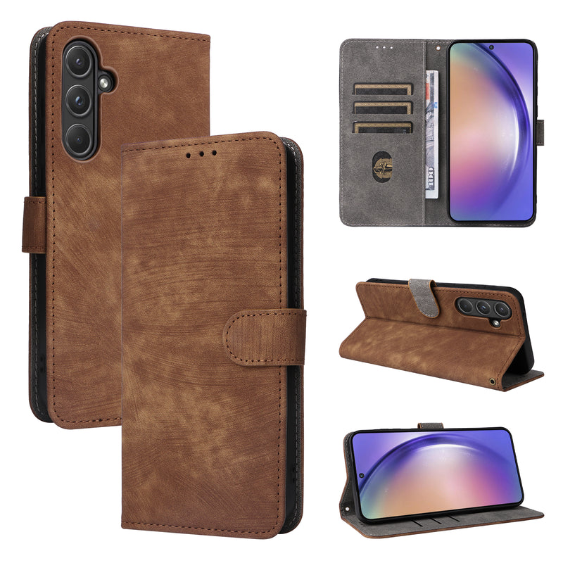 Flip Cover for Samsung Galaxy A55 PU Leather Phone Case [RFID Blocking] With Hand Strap