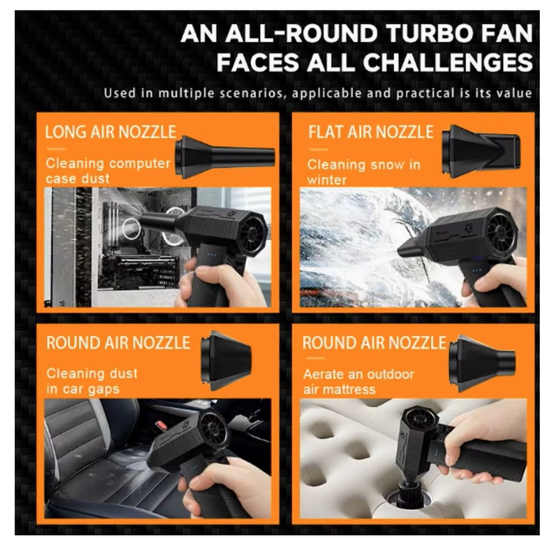 Mini Handheld Turbo Jet Fan Electric 110000RPM Air Blower Duster with Extra Nozzle for Car Dryer PC