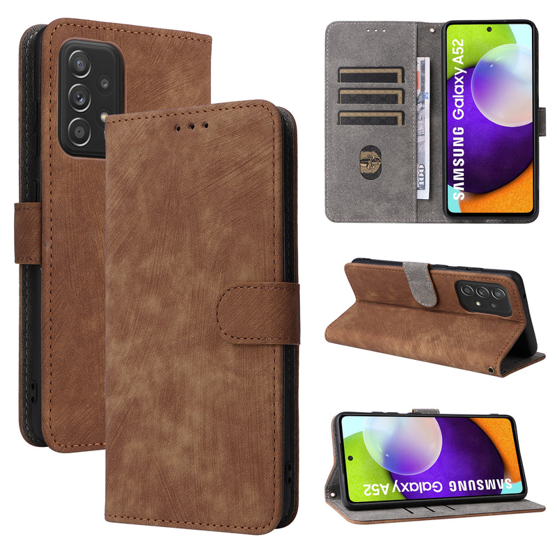 Flip Cover for Samsung Galaxy A52 PU Leather Phone Case [RFID Blocking] With Hand Strap