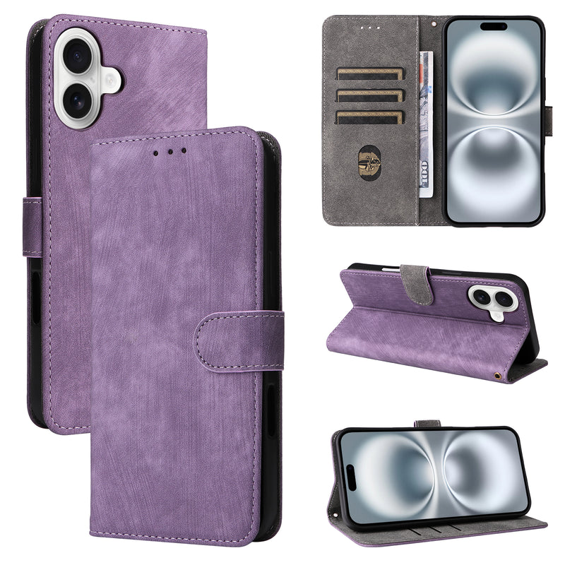 Flip Cover for iPhone 16 Plus PU Leather Phone Case [RFID Blocking] With Hand Strap