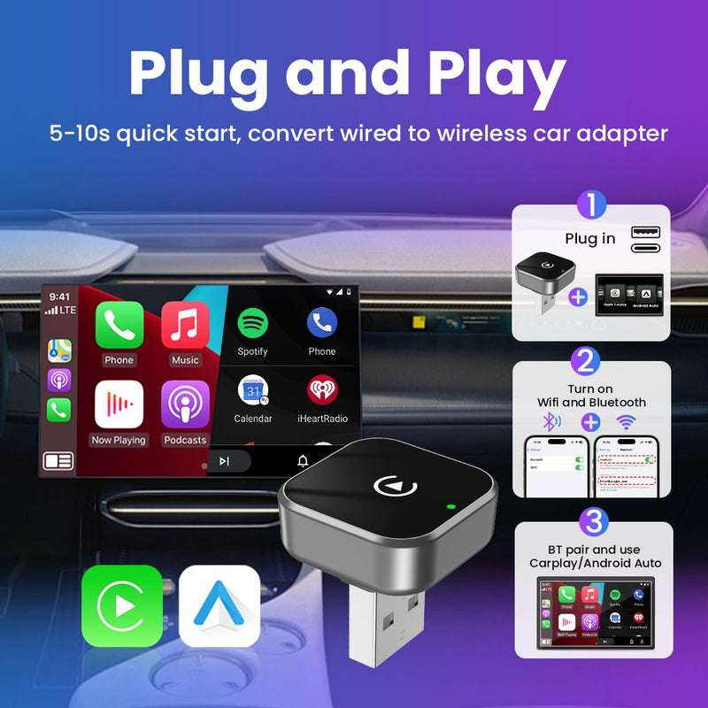 2 in 1 Wireless CarPlay Adapter Android Auto Wireless Adapter
