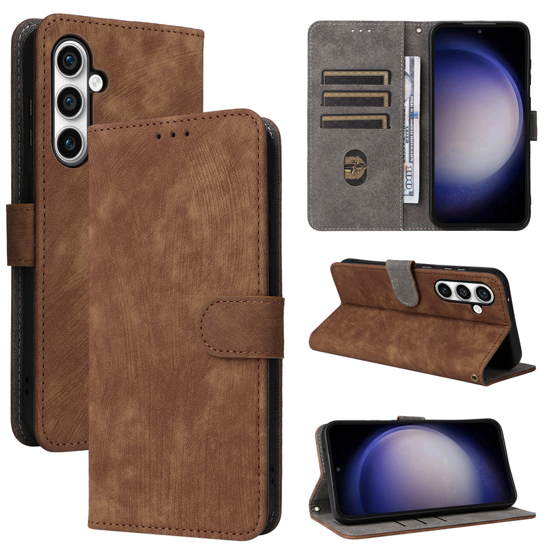 Flip Cover for Samsung Galaxy S24 FE PU Leather Phone Case [RFID Blocking] With Hand Strap