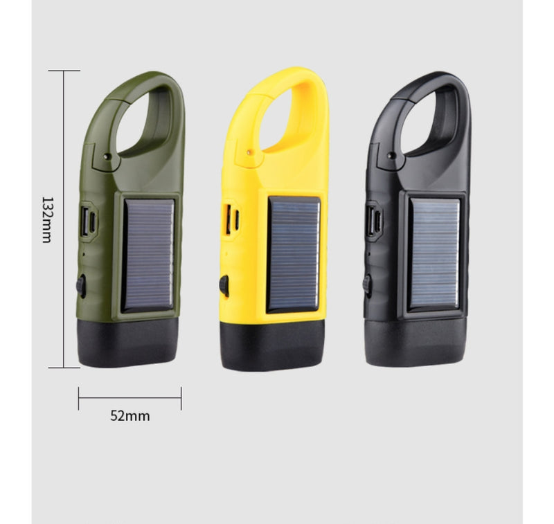 Solar Hand Crank LED Flashlight Emergency Outdoor Light Dynamo Torch