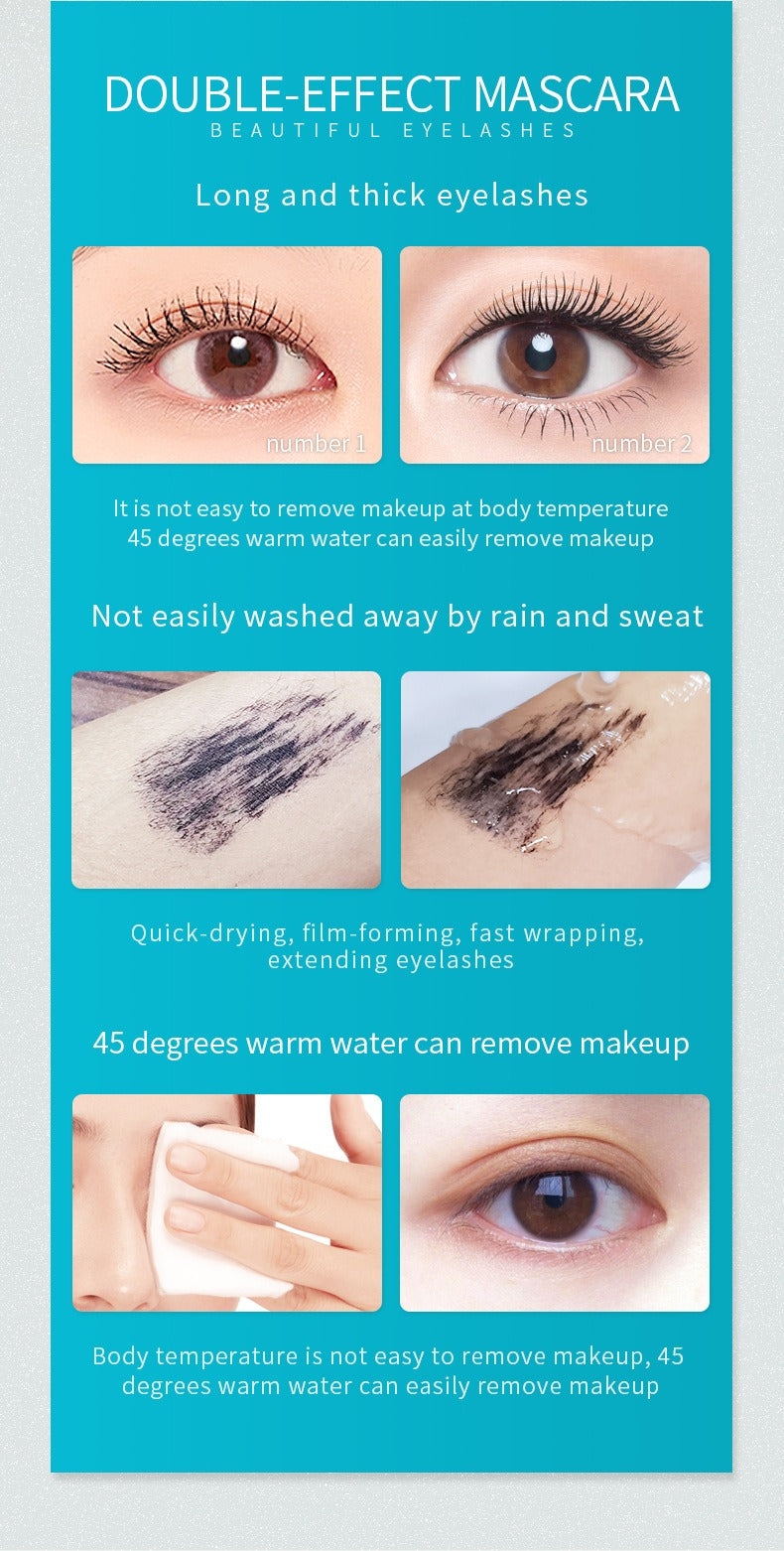 2 in 1 Double Effect long lasting mascara Waterproof Lengthening Mascara