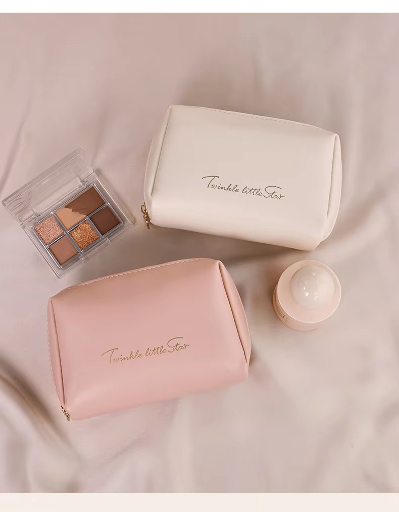 Travel Portable Water Resistant PU Leather Toiletry Bag Small Zipper Cosmetic Makeup Pouch for Woman Girls