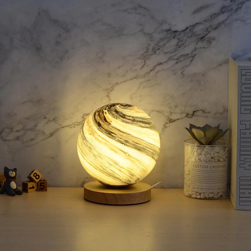 LED Lamp Glass Star Lamp Pilot Lamp Table Lamp USB Wood Atmosphere