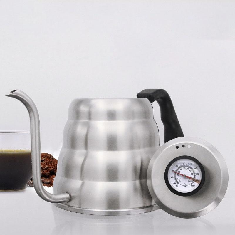 1L stainless steel coffee pot with thermometer