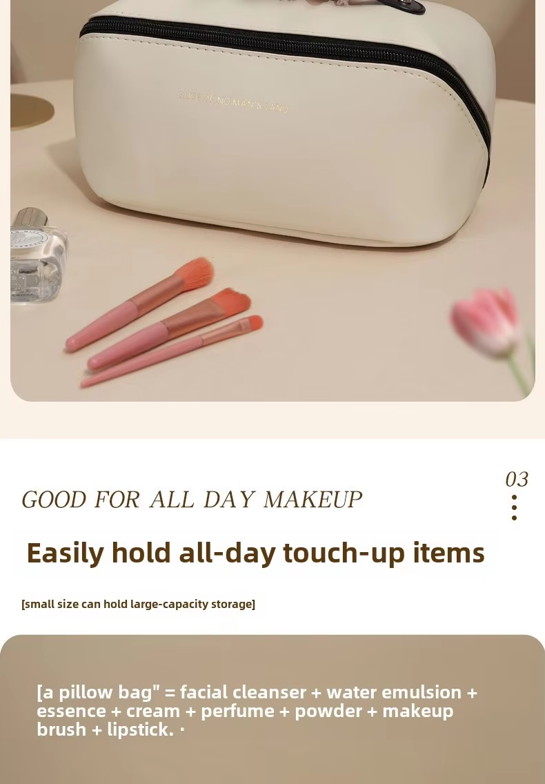 Large Capacity Partition Storage Makeup Bag Portable Deluxe Minimalist Travel Bag Toiletries Storage Bag