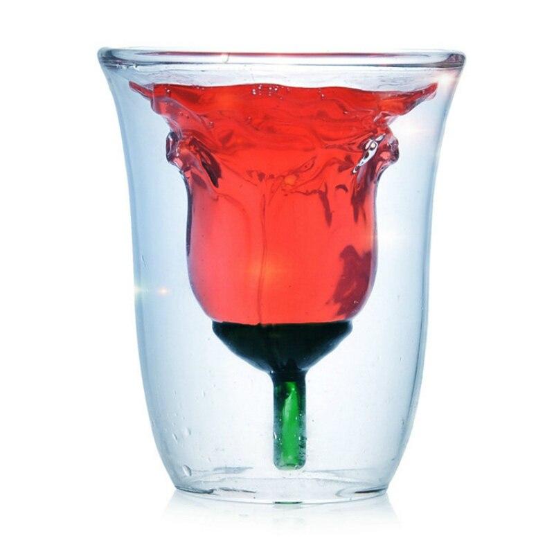 Rose Shape Double Wall Wine Glass Cocktail