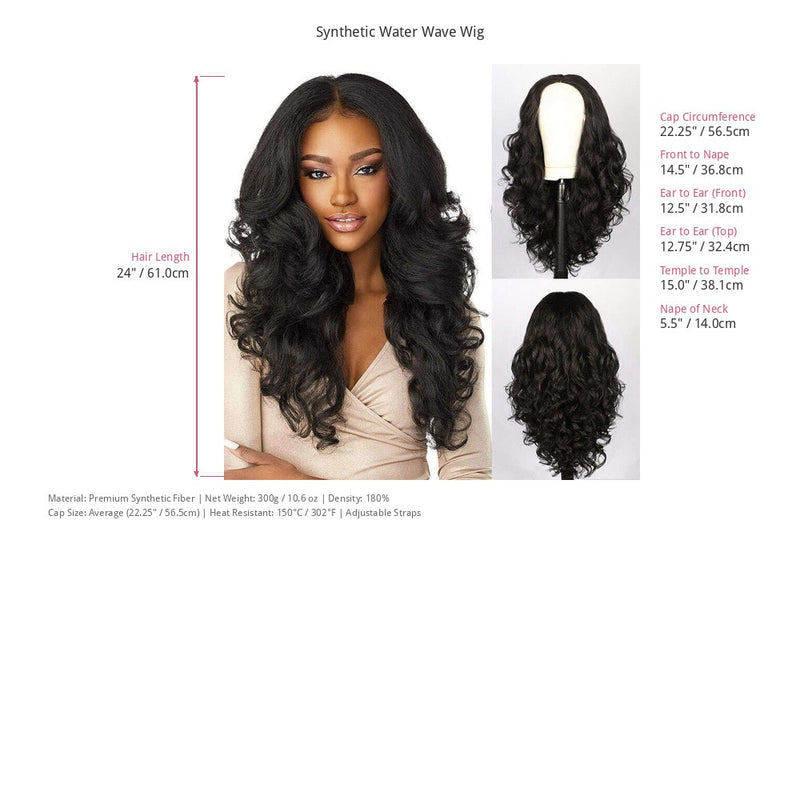 Synthetic Full Water Wave Wig For Women Yaki Fluffy Hair