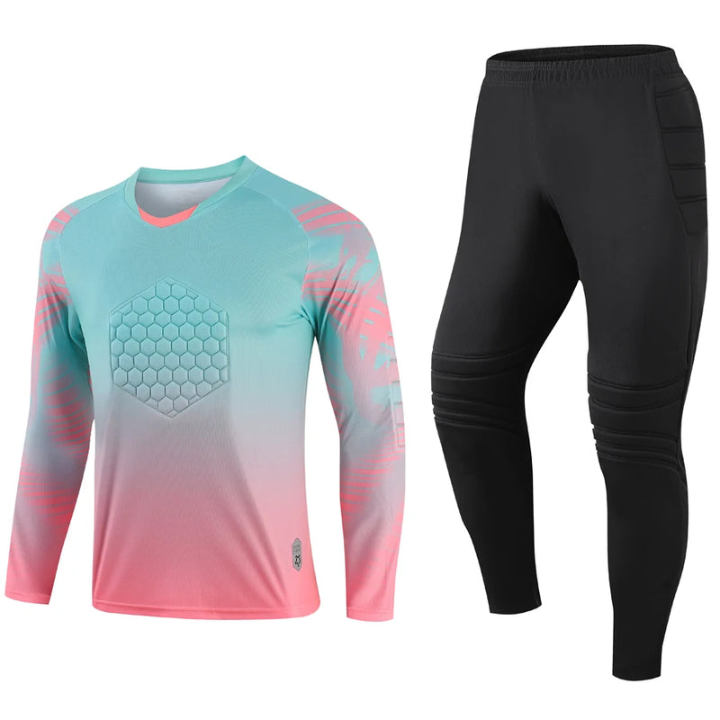 Adult Kids Long Sleeve Sponge Soccer Goalkeeper Uniform Set