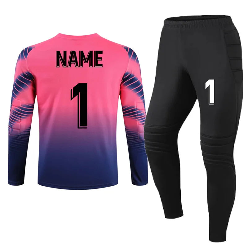 Adult Kids Long Sleeve Sponge Soccer Goalkeeper Uniform Set