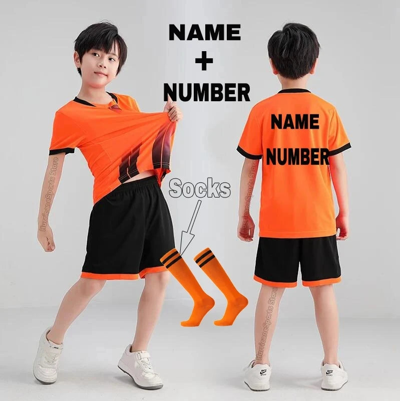 Boys Football Jersey Tracksuit Kids Soccer Play Ball Sportswear