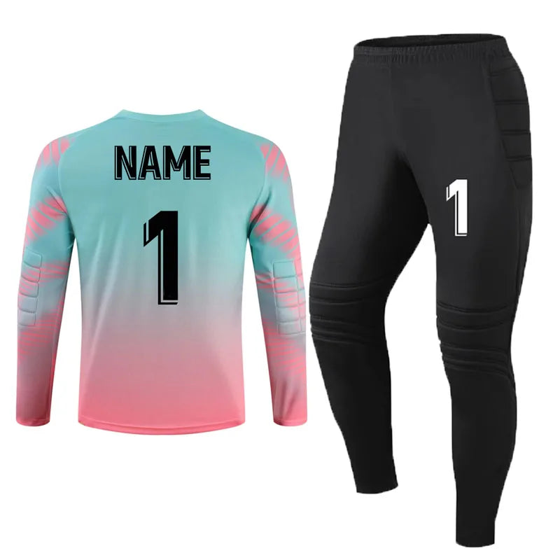 Adult Kids Long Sleeve Sponge Soccer Goalkeeper Uniform Set
