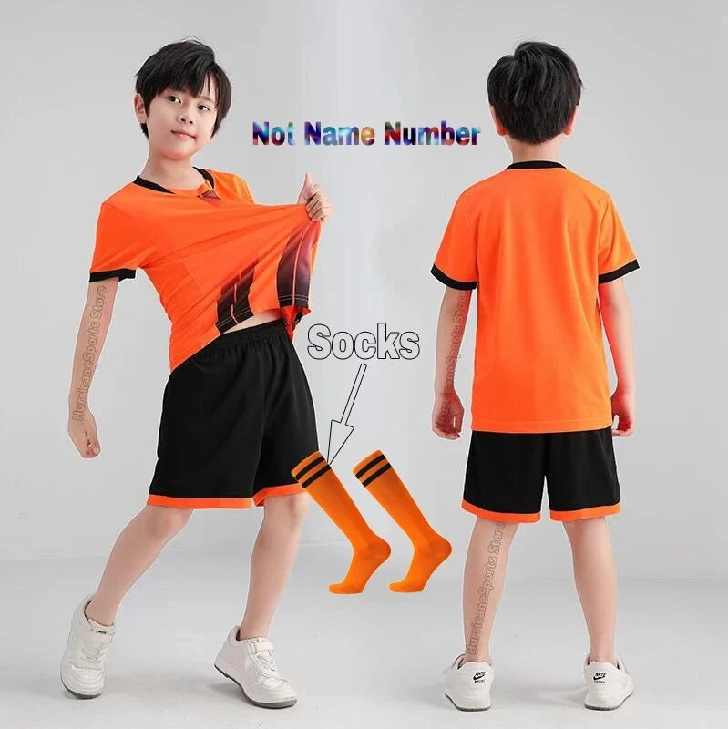 Boys Football Jersey Tracksuit Kids Soccer Play Ball Sportswear