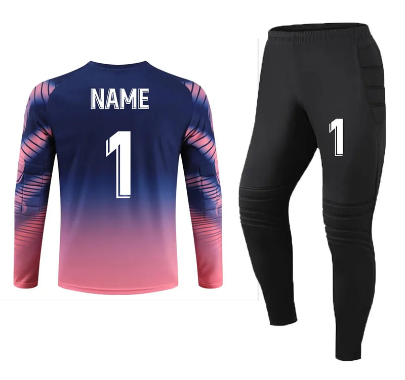 Adult Kids Long Sleeve Sponge Soccer Goalkeeper Uniform Set
