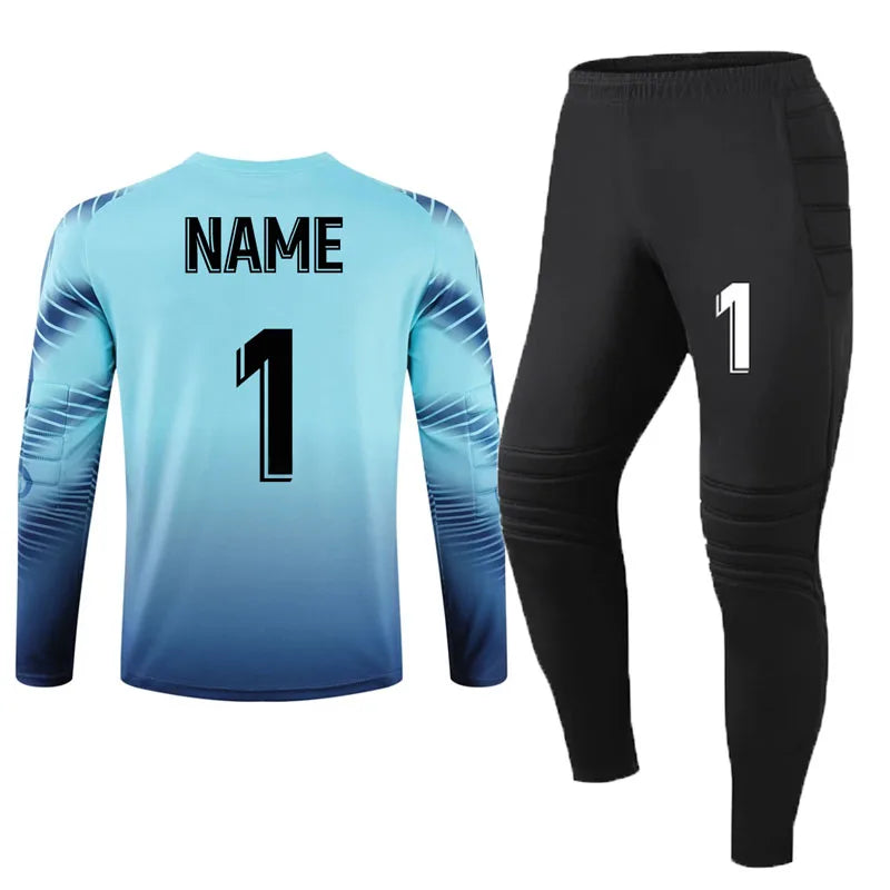 Adult Kids Long Sleeve Sponge Soccer Goalkeeper Uniform Set