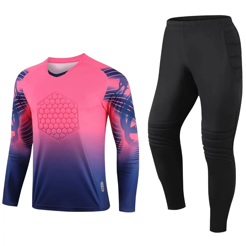 Adult Kids Long Sleeve Sponge Soccer Goalkeeper Uniform Set