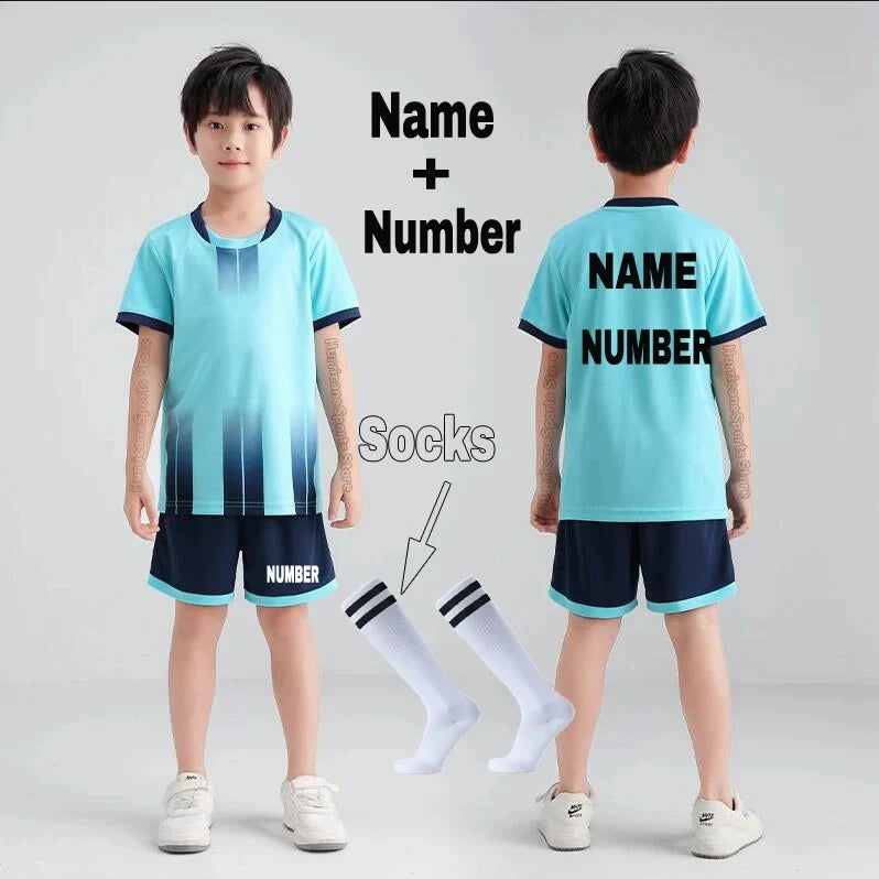 Boys Football Jersey Tracksuit Kids Soccer Play Ball Sportswear