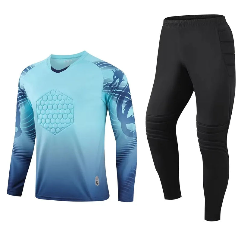 Adult Kids Long Sleeve Sponge Soccer Goalkeeper Uniform Set