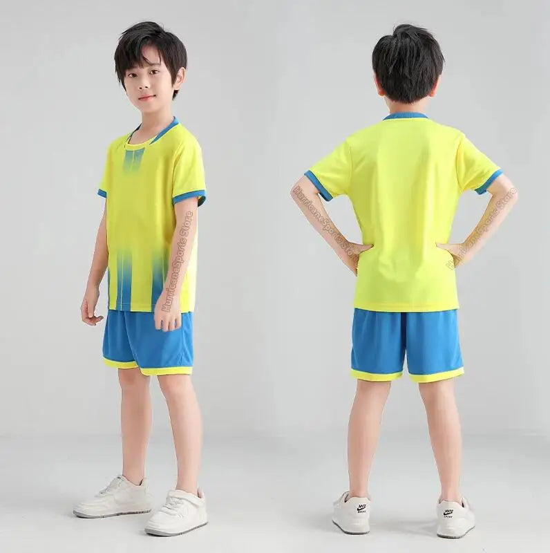 Boys Football Jersey Tracksuit Kids Soccer Play Ball Sportswear