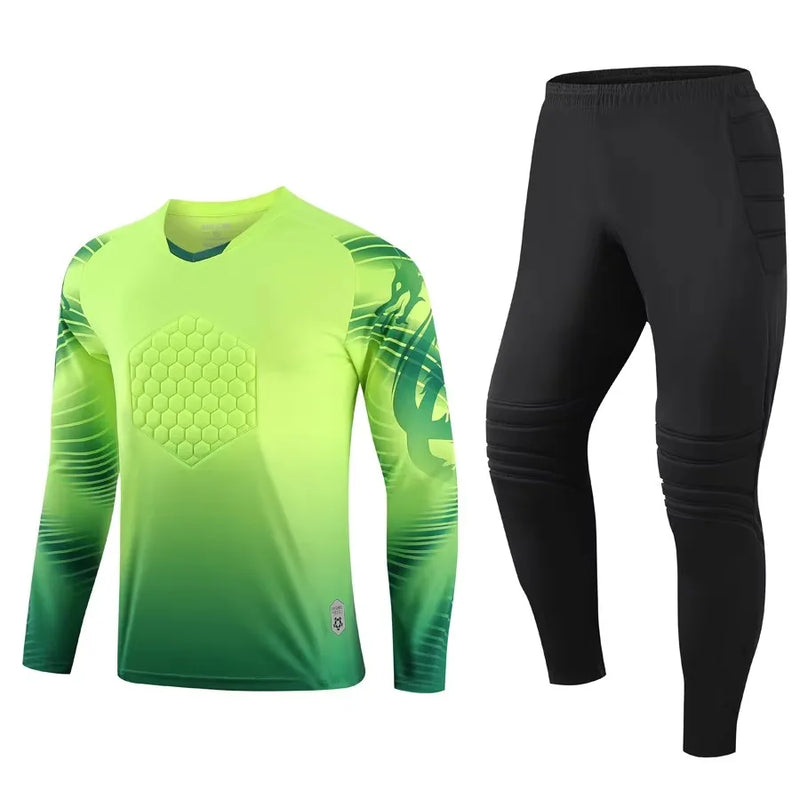 Adult Kids Long Sleeve Sponge Soccer Goalkeeper Uniform Set