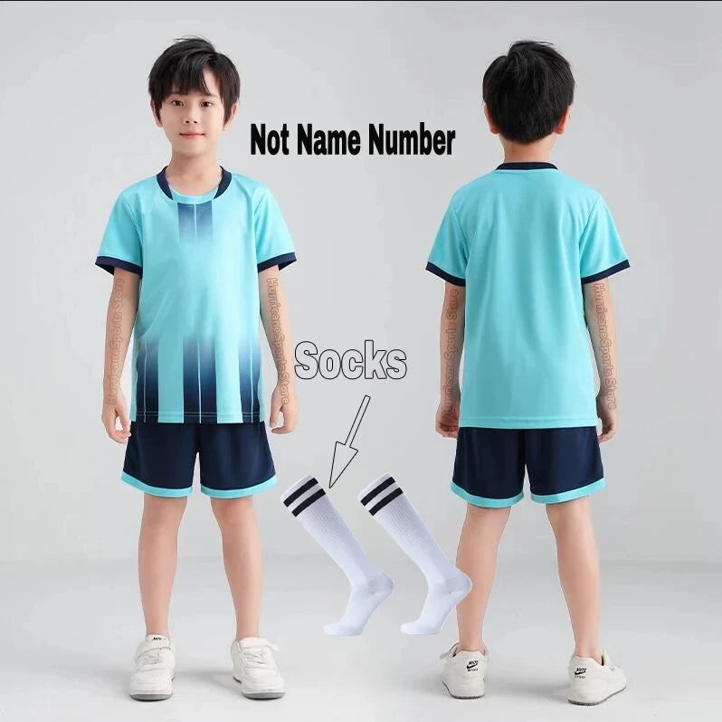 Boys Football Jersey Tracksuit Kids Soccer Play Ball Sportswear