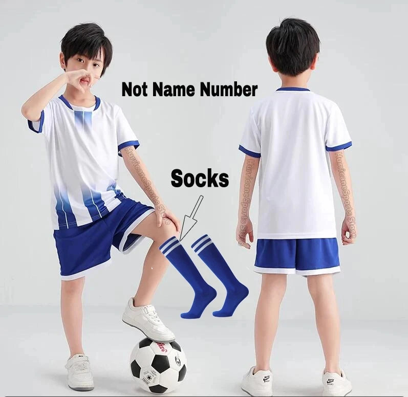 Boys Football Jersey Tracksuit Kids Soccer Play Ball Sportswear