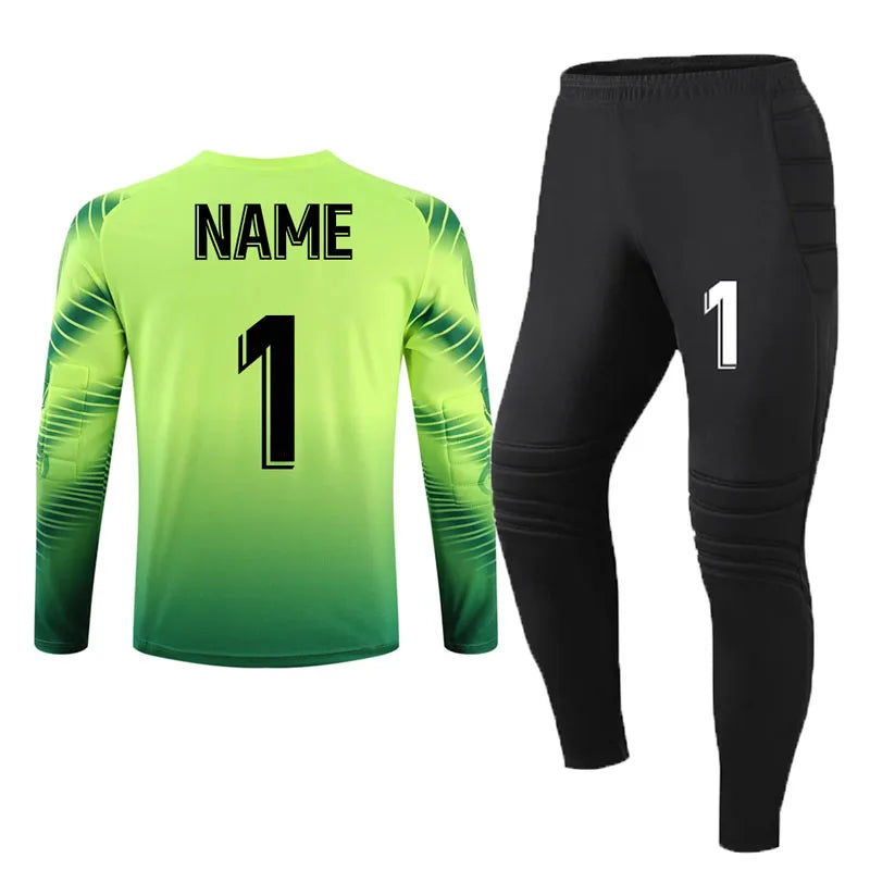 Adult Kids Long Sleeve Sponge Soccer Goalkeeper Uniform Set