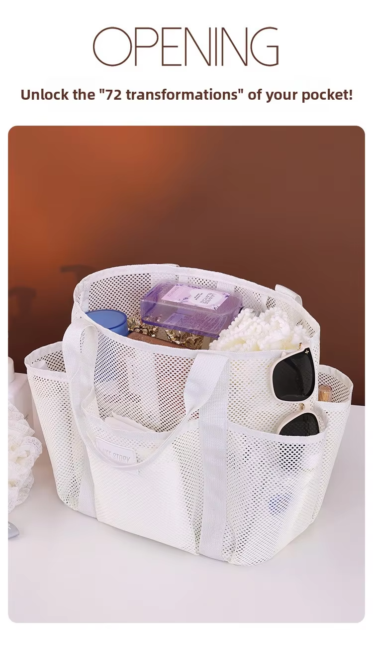 Summer Mesh Beach Bag-Large Capacity Portable Travel & Swimwear Storage for Beach Vacation