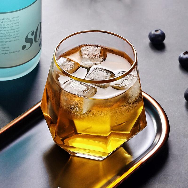 Hexagon Diamond Transparent Glass Whisky Glass Coctail Glass B