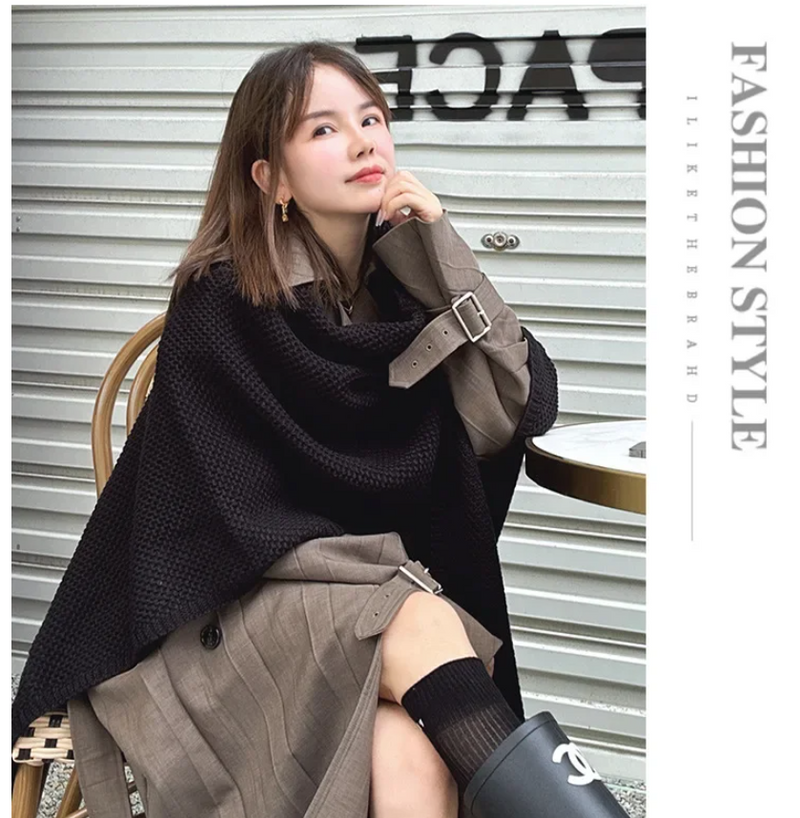 Vintage Cloak Sweater Autumn Winter New Comfortable Casual Loose Knitwear Cloak Outerwear