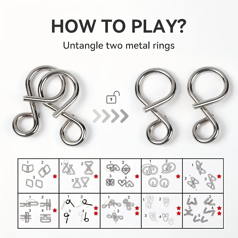 30Pcs Metal Brain Teaser Puzzles Set, Disentanglement IQ Toys for Kids and Adults