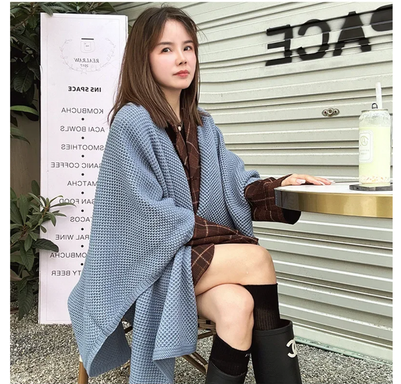 Vintage Cloak Sweater Autumn Winter New Comfortable Casual Loose Knitwear Cloak Outerwear