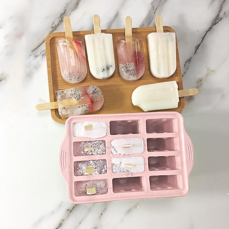 Silicone Ice Cuber 12 Holes Shaped Ice Mold Ice Cube Tray with Lid Ice