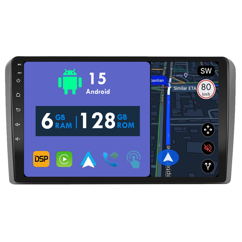 RoverOne Car Stereo Radio Bluetooth CarPlay GPS Navigation for Audi A3 2 8P 2003 - 2013 S3 2 2006 - 2012 RS3 1 2011 2012