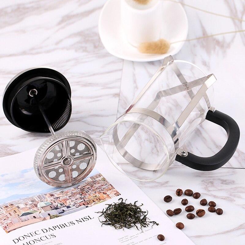 Stainless steel glass 350ml french filter coffee pot tea pot coffee po